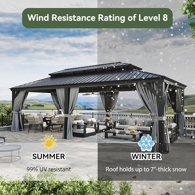 Aoxun 12' X 24' Hardtop Gazebo - Image 6