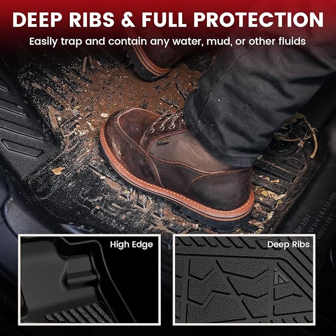 LASFIT Floor Mats for Honda Ridgeline 2025 2024 2023-2017 Crew Cab, All Weather - Image 2