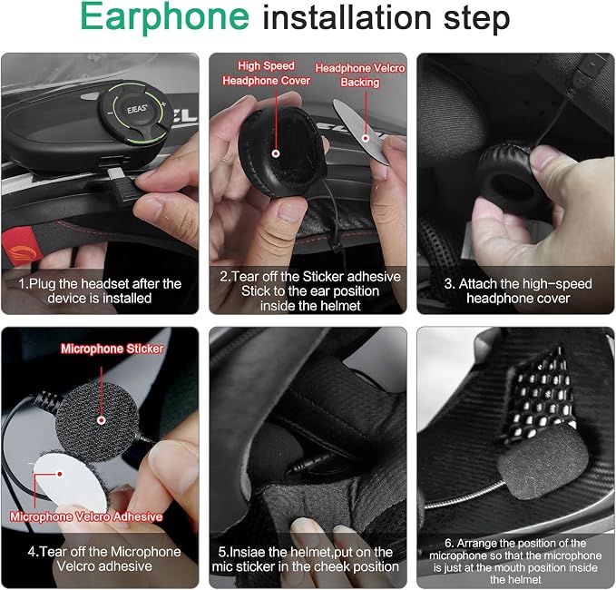 Q8 Motorcycle Helmet Bluetooth Intercom Headset, 230hours Standby, 6 Riders - Image 9