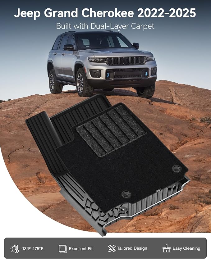 3W Floor Mats & Cargo Liner Fit 2022-2025 Jeep Grand Cherokee Carpets - Image 2