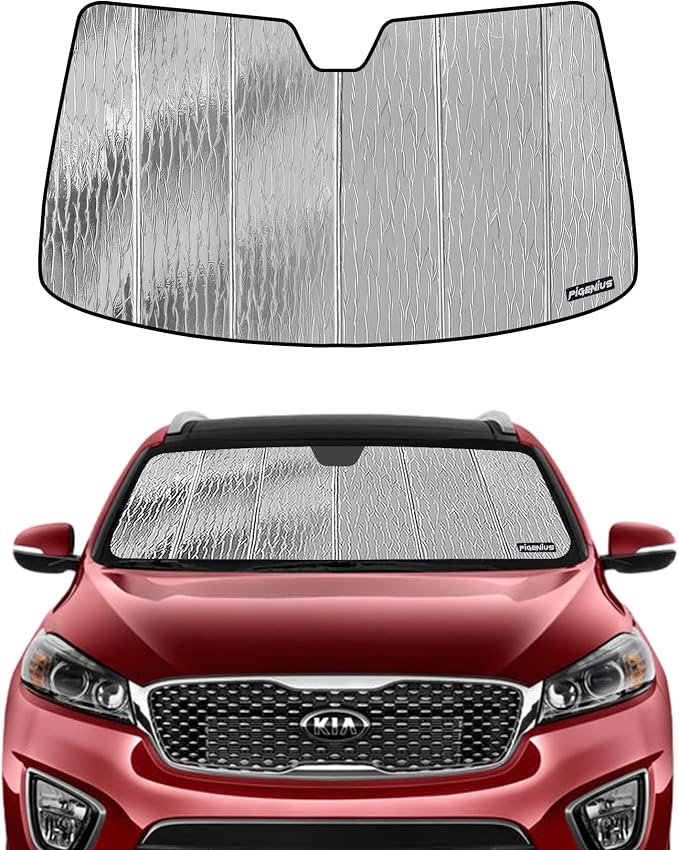 Windshield Sun Shade for Kia Sorento 2016-2020, Front Window Sunshade Shield by Pigenius