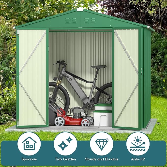 Gizoon Outdoor Storage Shed 8 x 6 FT, Galvanized Metal Garden Shed - Image 3