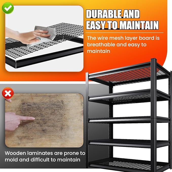 Large Garage Shelving, 5-Tier Garage Storage Shelves 3000LBS Heavy Duty - Image 7