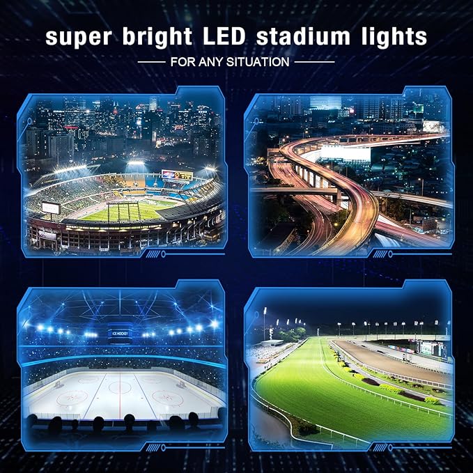 Stadium Lights Outdoor LED, 600W Heavy-Duty Sport Court Floodlight Super Bright - Image 7