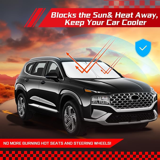 ARISMOTOR Windshield Sun Shade for H-yundai Santa Fe 2019-2025 2026, Custom Fit - Image 7