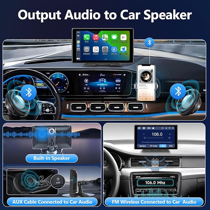 9inch Portable Carplay Screen for Car, Wireless Apple Carplay & Android Auto - Image 4