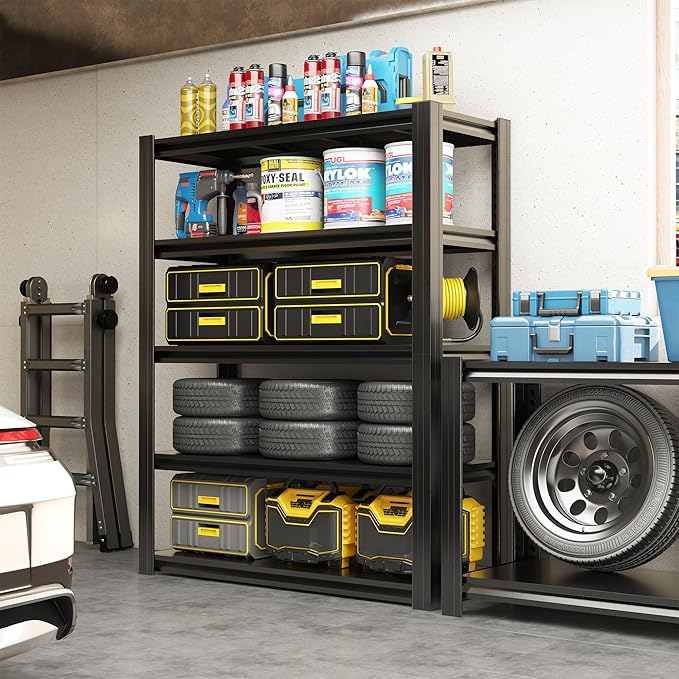 60" H Heavy Duty Garage Shelving 3000LBS Storage Shelves Adjustable 5 Tier - Image 2