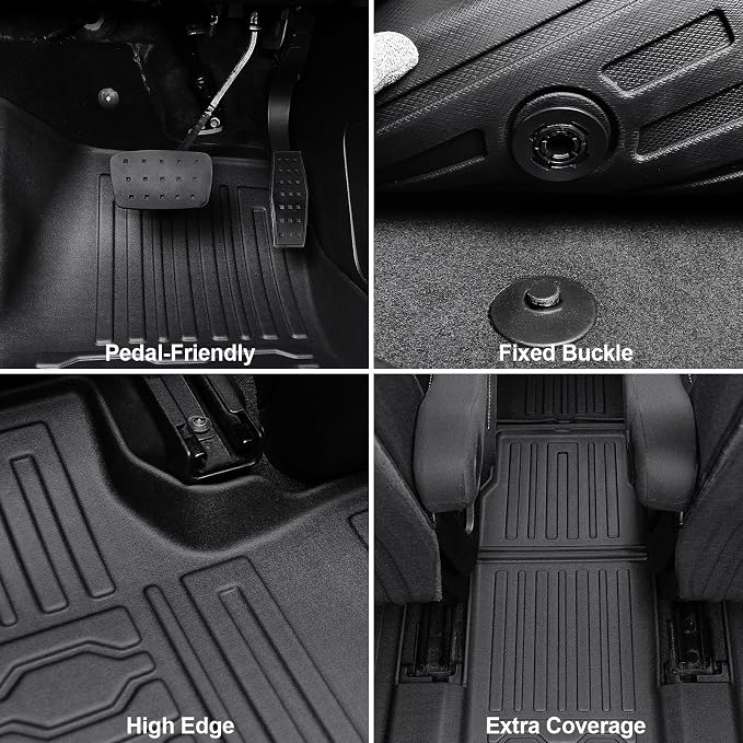 Floor Mats for 2017-2023 GMC Acadia, All Weather TPE 2-in-1 Cargo Mat - Image 4