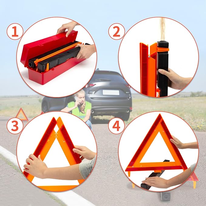AYKRM 3Pack Car Warning Triangle Heavy Reflective Warning Road Safety Triangle - Image 5