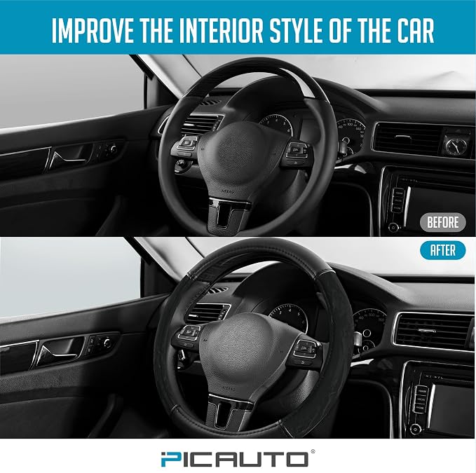 PIC AUTO Steering Wheel Cover, Silk Grain Leather Car Steering Wheel Protector - Image 5