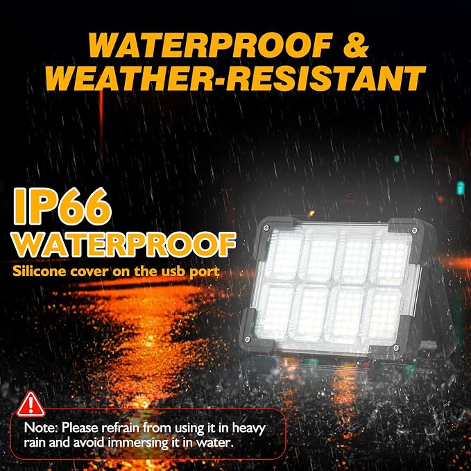 120W Solar Rechargeable Work Light, 144 LED 10000LM Led Work Light - Image 6