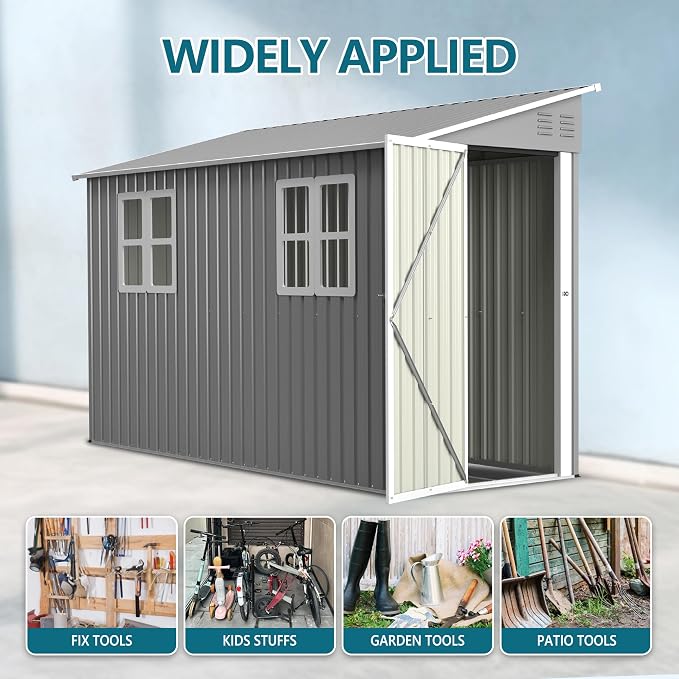 4x10 Ft Outdoor Metal Shed, Heavy-Duty Storage Shed - Image 6