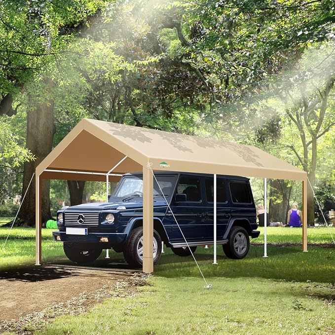 COBIZI Carport 10x20ft Heavy Duty Portable Garage, 2.0 Powder Coated Frame - Image 2