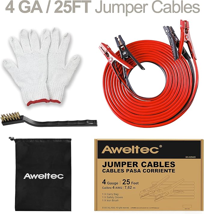 Jumper Cables 4 Gauge 25 Feet Battery Jumper Cables - Image 2