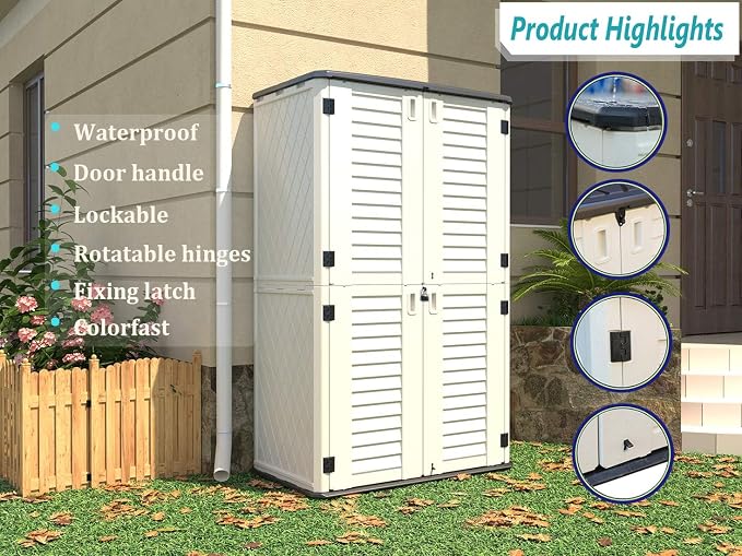 HOMSPARK Storage Shed Weather Resistance, Vertical Storage Shed - Image 3
