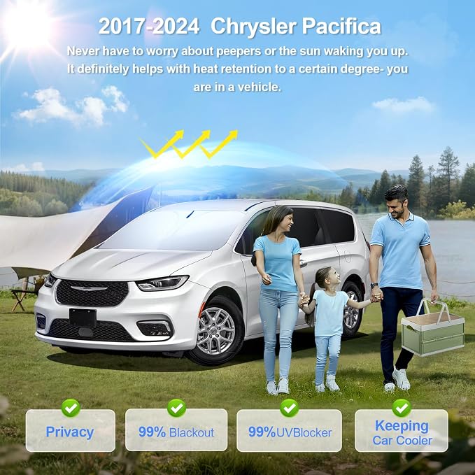 8pcs Car Window Shades for Chrysler Pacifica 2017-2025 Accessories, Windshield - Image 2