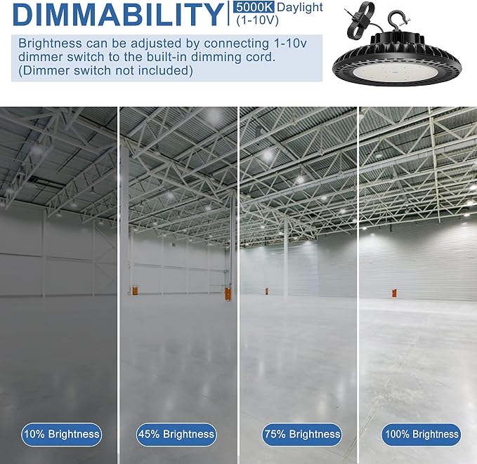 3 Pack 300W LED High Bay Light, UL&DLC Listed 41000LM Dimmable UFO High Bay LED - Image 3