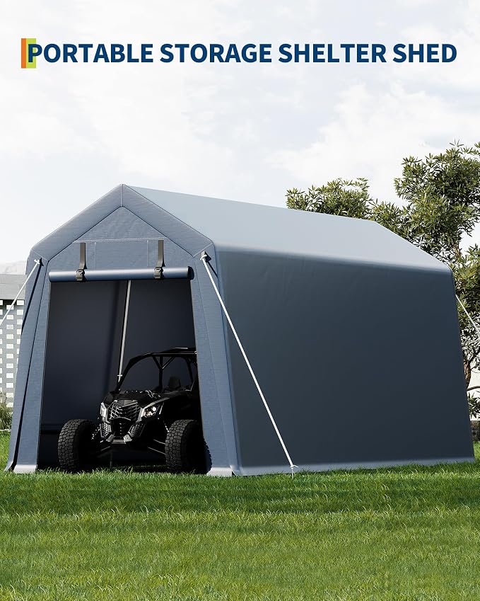 7x15FT Outdoor Storage Shed, Portable Carport - Image 4