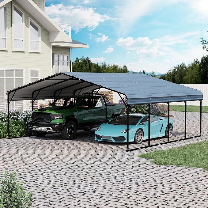 EROMMY 20x20FT Stable Metal Carport, All-Weather Heavy-Duty Carports by EROMMY