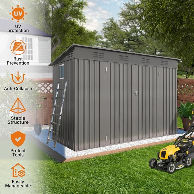 4x9 FT Outdoor Storage Shed, Metal Shed W/Window, Garden Storage Shed W/ 6 Air - Image 7