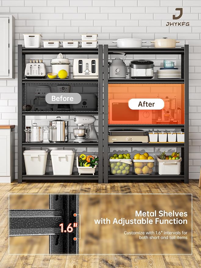 JHYKHG 63" H Storage Shelves, 5-Tier Heavy Duty Garage Shelving, Adjustable - Image 5