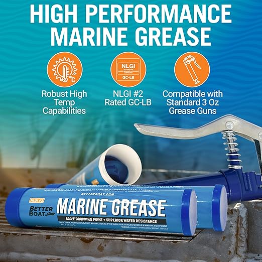3PK Mini Marine Grease Tube, 3 Oz Cartridge, Waterproof High Temp Wheel Bearing - Image 2
