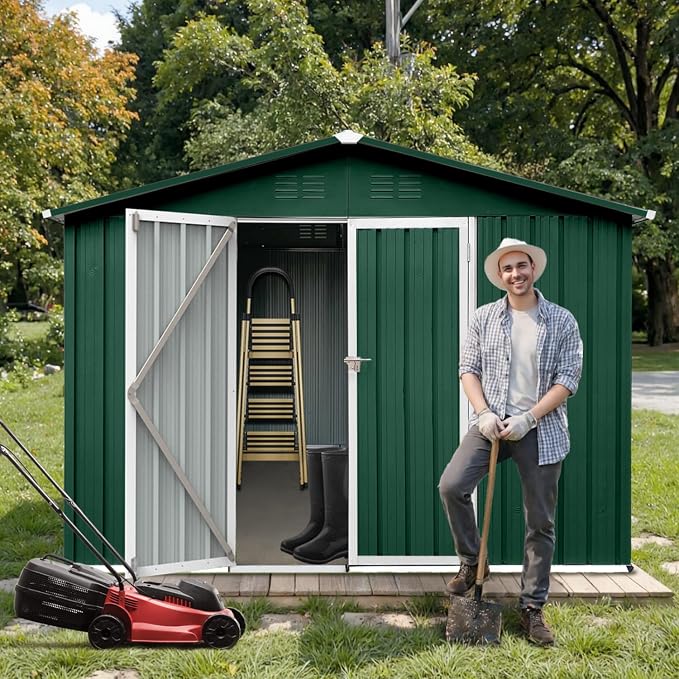 8' x 6' Outdoor Storage Shed, Sturdy Metal Building w/Lockable Doors - Image 2