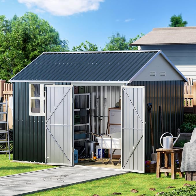 10X8FT Outdoor Steel Storage Shed by MISTMO