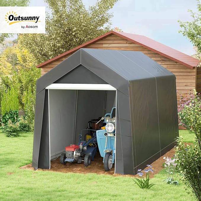 Outsunny 7' x 12' Portable Storage Shed Shelter, Heavy Duty Outdoor Shed - Image 2