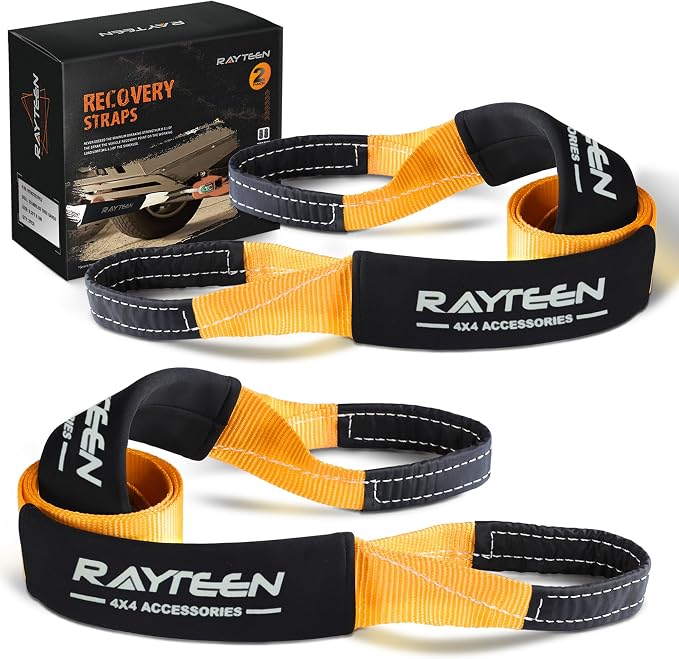 2PK Genuine 20, 000lb Xtreme Heavy Duty Tree Saver | 8.2ft x 3in Vehicle Tow by RAYTEEN