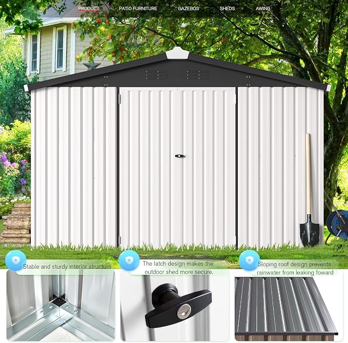 U-MAX 10x14 Shed, 14x10 Metal Outdoor Storage Shed, Large Outside Storage - Image 6