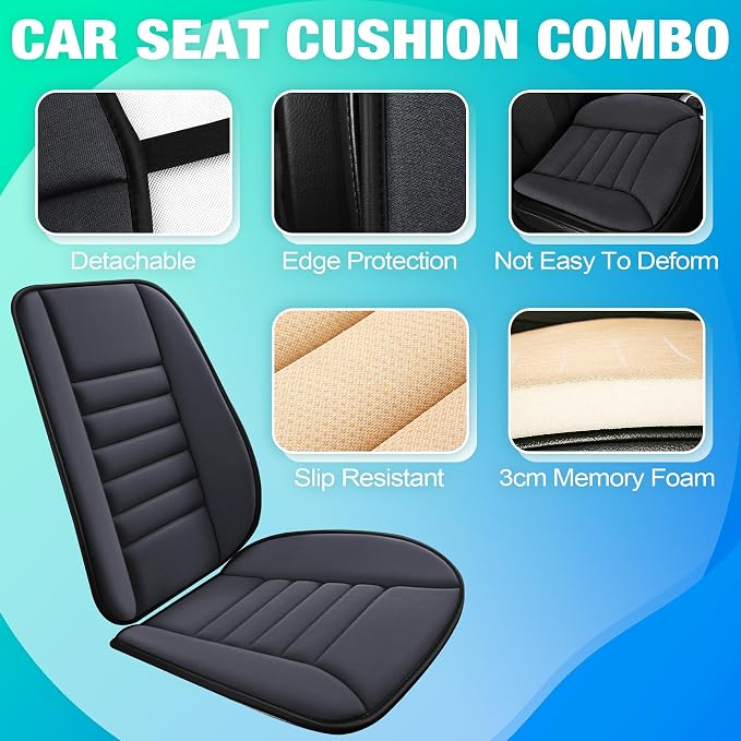 MYFAMIREA Car Seat Cushion and Back Support Pillow 1.2'' Thick Memory Foam Desk - Image 3