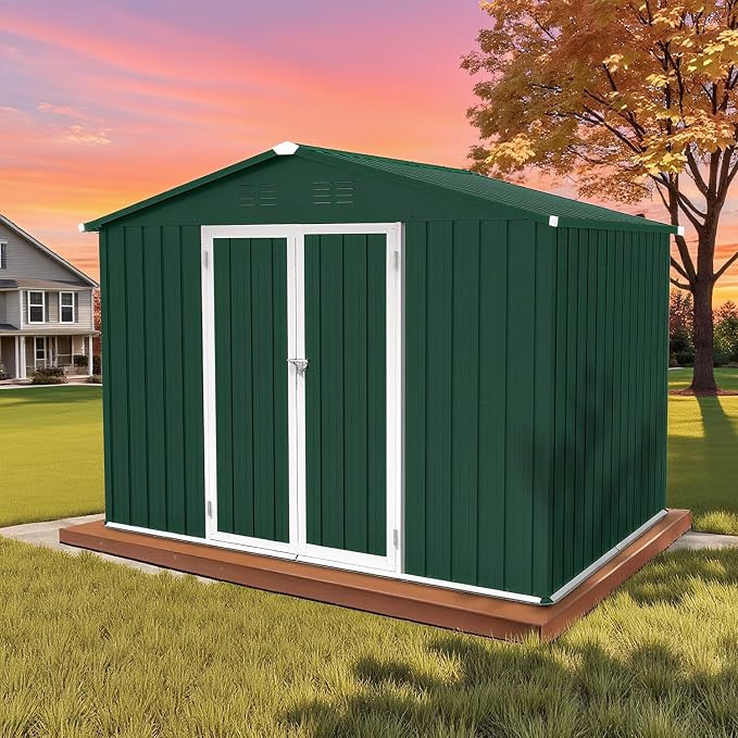 8 x 6 FT Outdoor Storage Metal Shed, Bike Garden Tool Shed by Unknown