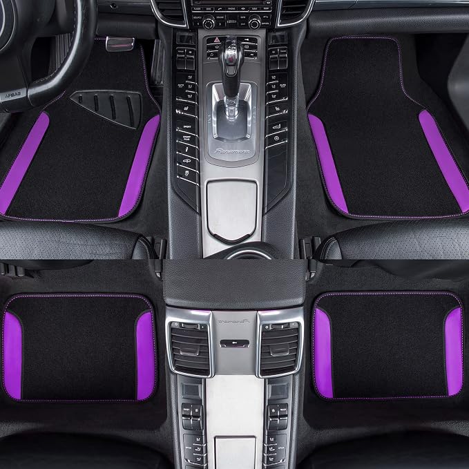 CAR PASS Waterproof Universal Fit Car Floor Mats, Faux Leather Car Carpet Mats - Image 3