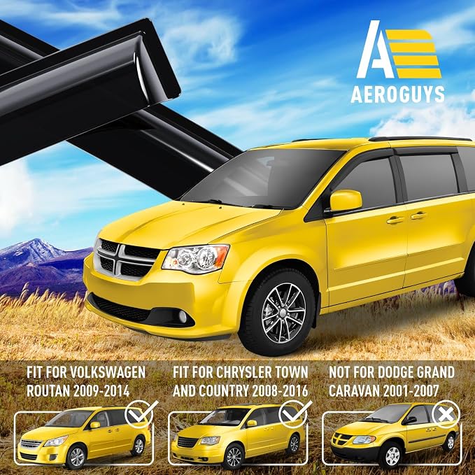 Extra Durable Window Deflectors Tape-On Window Visors Rain Guards Fit - Image 3