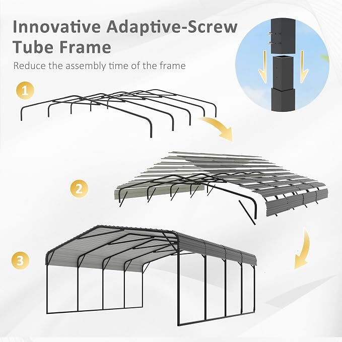 20x20 FT Heavy-Duty Carport - Image 7
