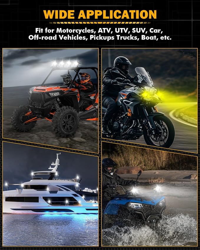 Auxbeam Motorcycle LED Fog Lights Auxiliary Lights Driving Light Spotlights 8 - Image 9