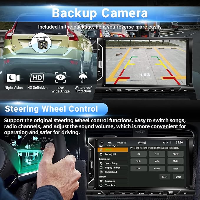 7 Inch Double Din Car Stereo Support Apple CarPlay Android Auto Mirror Link - Image 5