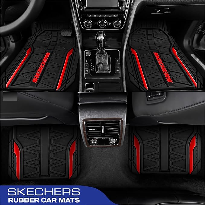 Skechers Car Floor Mats, Heavy Duty Rubber Car Mats Full Set, All Weather Floor - Image 3