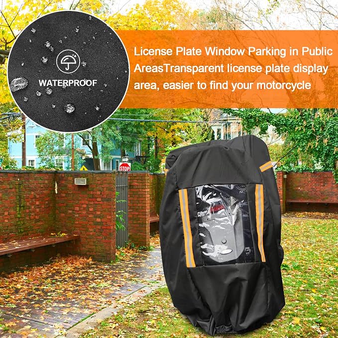 Comnova Motorcycle Cover 104 Inch, 600D Universal Motorcycles Cover Waterproof - Image 9