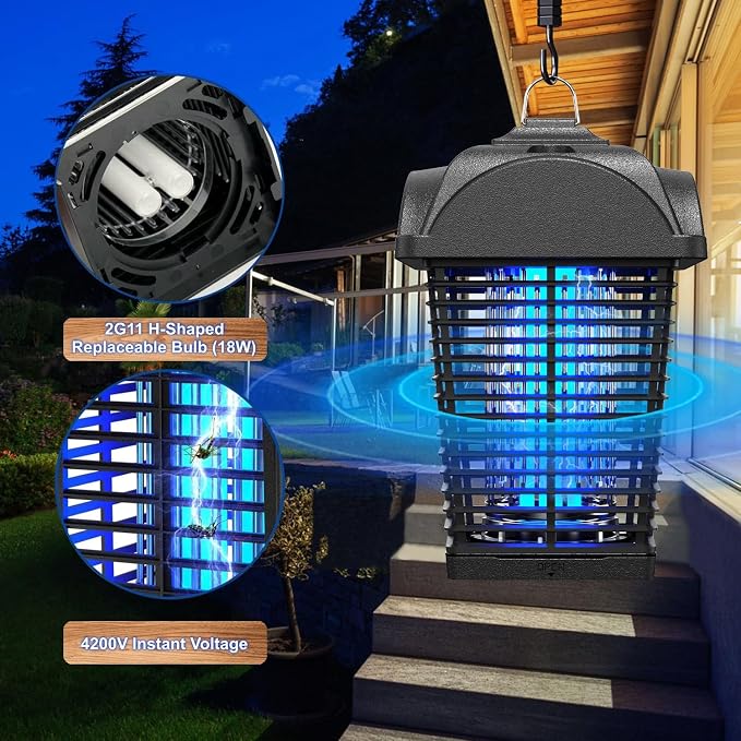 Bug Zapper Outdoor Electric, 4200V Mosquito Zapper, Insect Fly Zapper Outdoor - Image 4