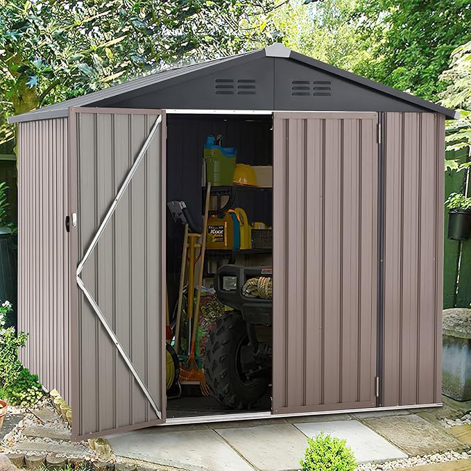 AECOJOY 7' x 7' Metal Storage Shed - Image 2