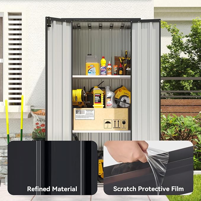 Aoxun 31x19 in Outdoor Storage Cabinet Metal Garden Shed - Image 5