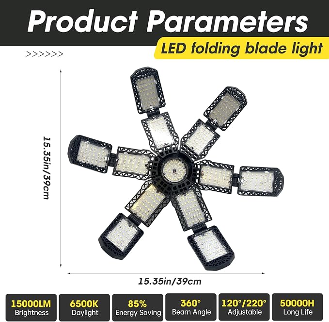 2 Packs LED Garage Light, Super Bright Screw in E26/E27 Ceiling Shop Work Lamp - Image 4