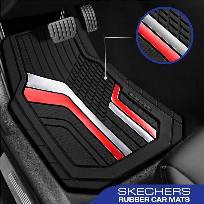 Skechers Heavy Duty Rubber Car Floor Mats, Dual Color Design Floor Mats - Image 2