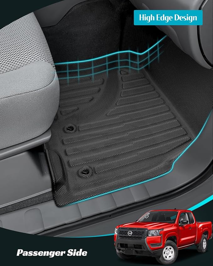 Car Floor Mats for Nissan Frontier 2008-2021 Crew Cab Full Set, All Weather - Image 5