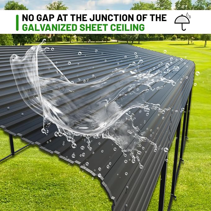 10 x 15 FT Metal Carport with Heavy Duty Galvanized Steel Roof & Durable Frame - Image 3