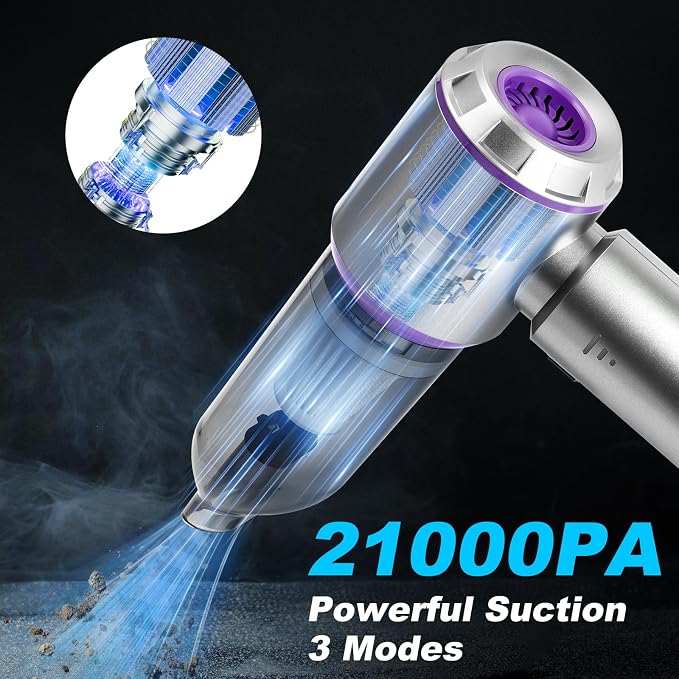 Car Vacuum Portable Cordless, 21000PA High Power, Mini Vacuum Cleaner, 4-in-1 - Image 2