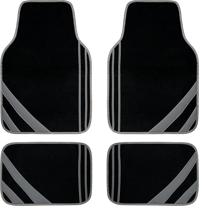 CAR PASS Carpet Car Floor Mats, Edge Leather Waterproof Car Mats by CARPASS