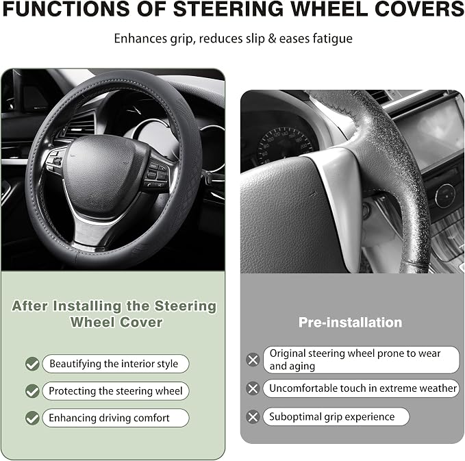 【2025 Model】 Breathable Soft Leather Car Steering Wheel Cover - Image 3